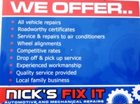 Nicks Fix-It   Automotive and Mechanical Repairs